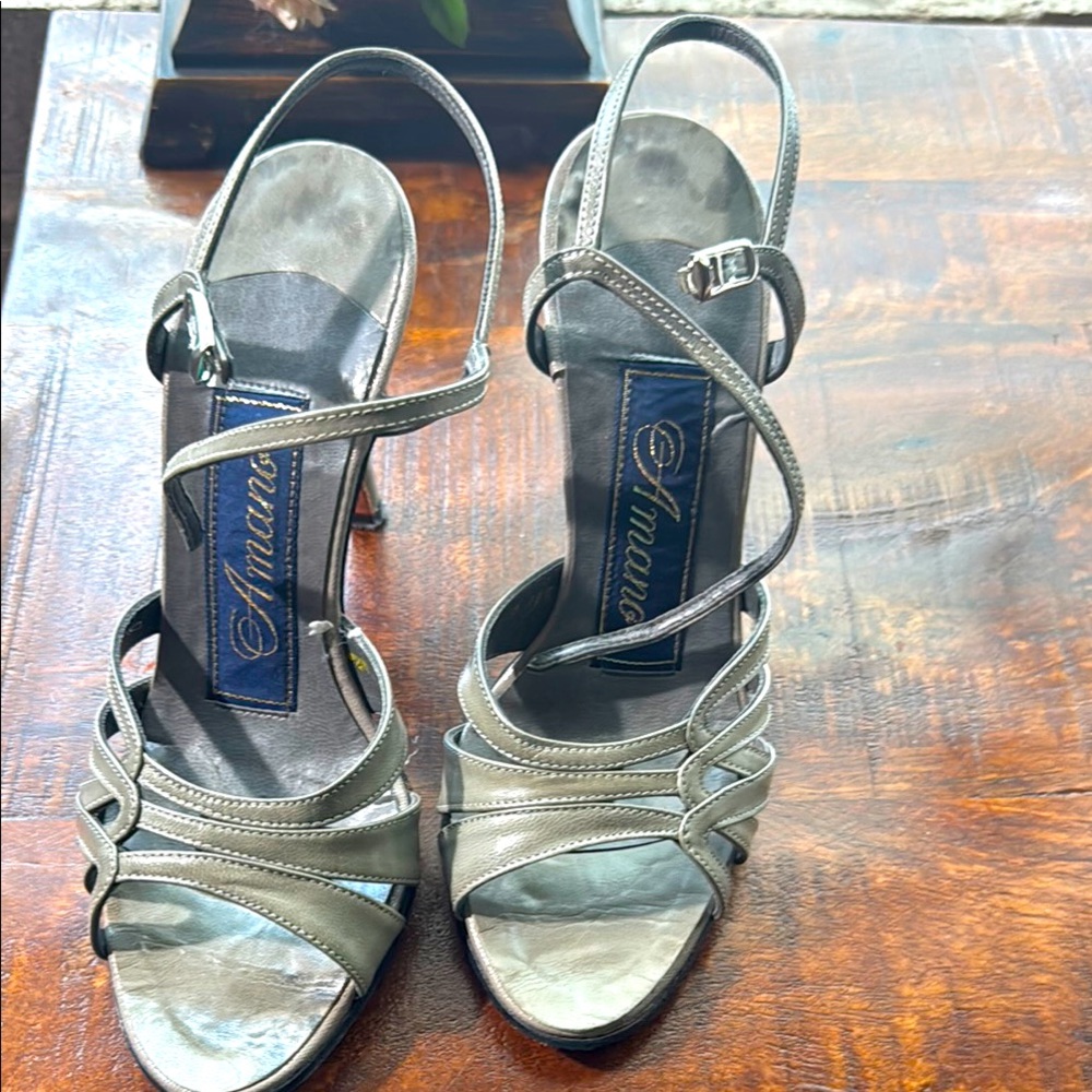 Women's Silver Strappy Heels